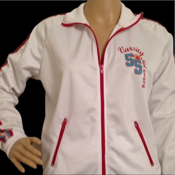 RUE 21 WARM UP JACKET LARGE WHITE RED AND TEAL - Picture 3 of 9